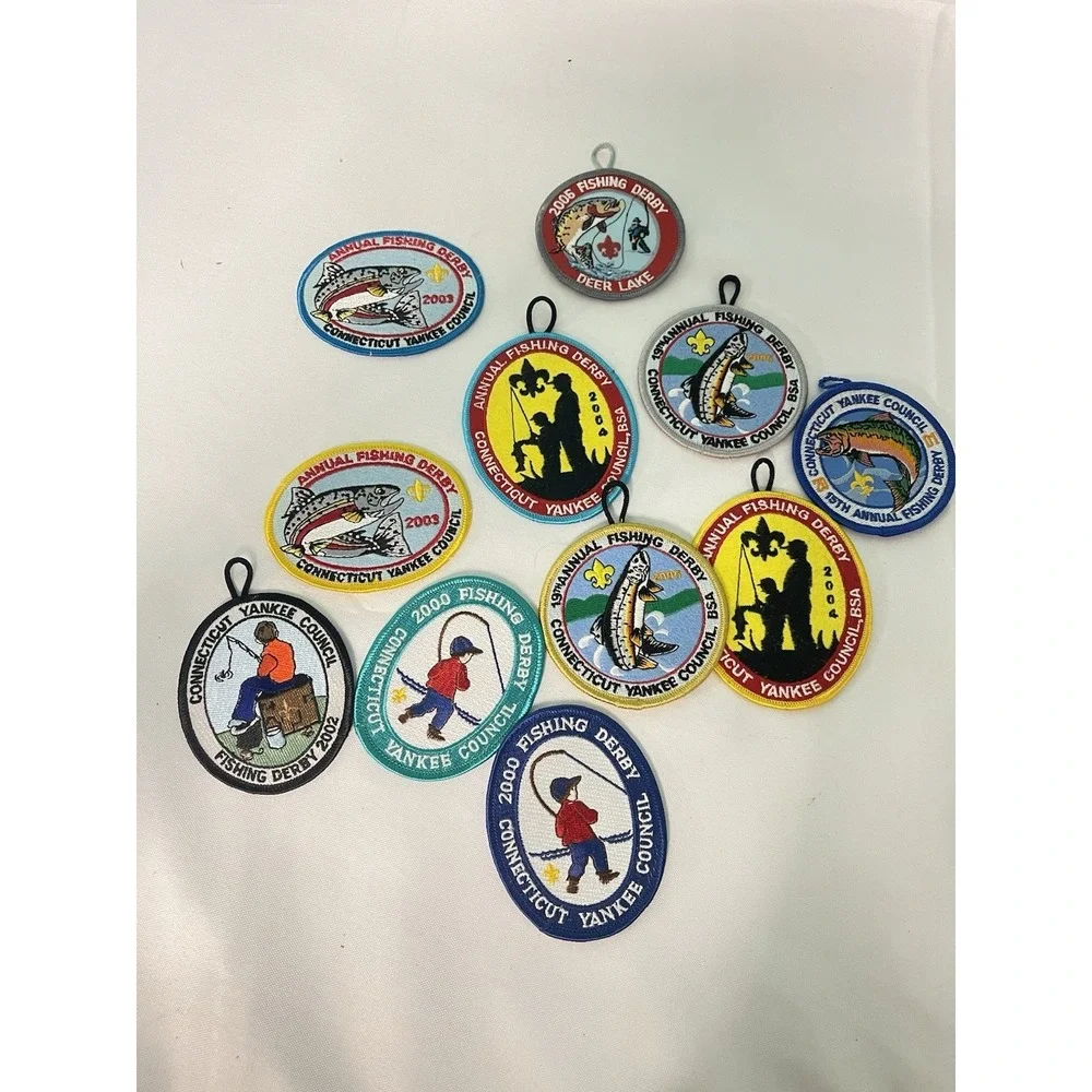 Lot of 11 Connecticut Fish & Boat Commission Derby Embroidered Patches‎ 2000-